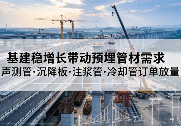 修文基建稳增长带动预埋监测管材需求，声测管、沉降板、注浆管订单持续放量